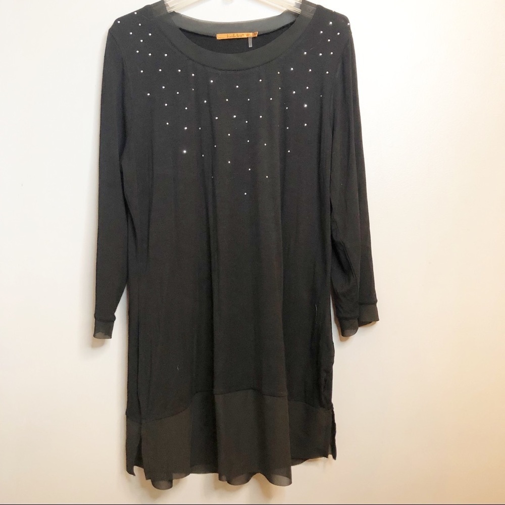 Belldini Black Shirt Oversized Sheer Edging Sz M - Picture 3 of 8